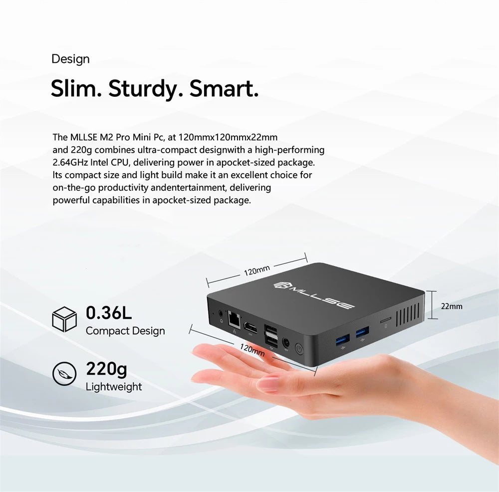 Mini PC compact MLLSE M2 Air - 128 GB ROM, N4000, 6 GB RAM