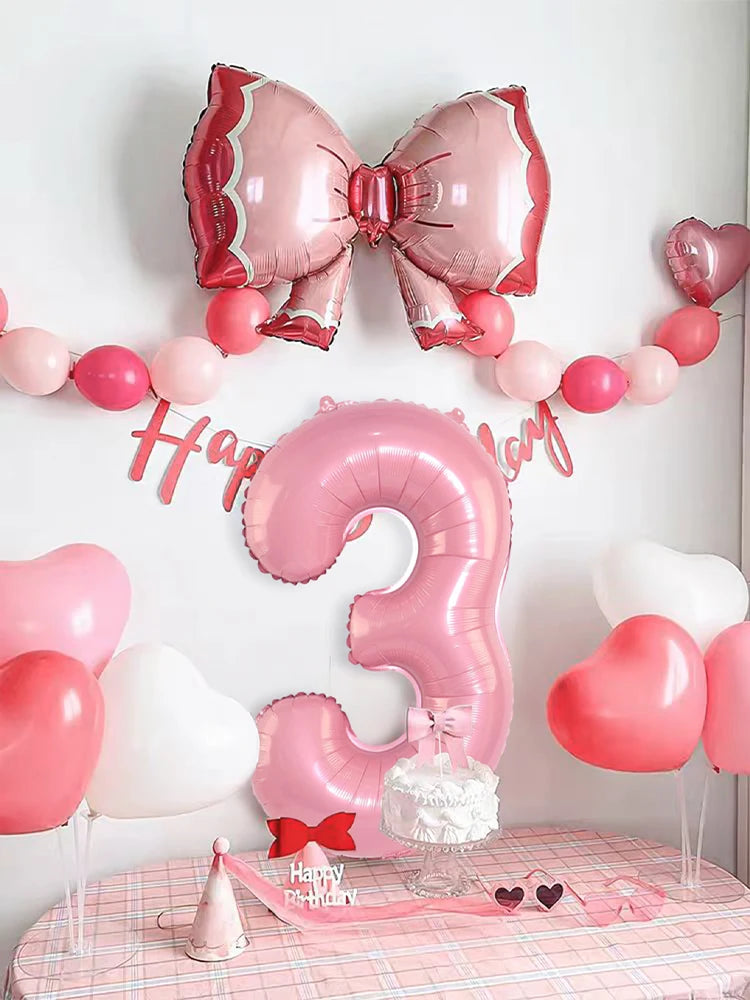 Choice 32 Zoll Zahl Folienballon Schleife - 2 Stück Rosa