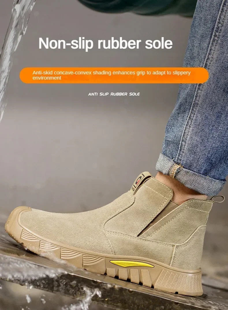 ZQXYZ 7100 Stahlkappe-Arbeitsschuhe - Gr 44; Leder; Gummi