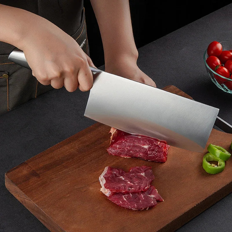 Chef Knife 7-piece Set Stainless Steel Hollow Handle Slice Meat Cleaver Chopping Knife Kitchen Scissors with Sharpening Rod