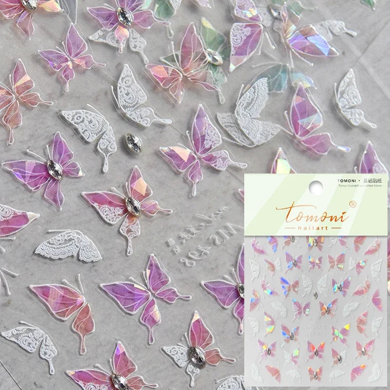 Shell Light Butterfly Nail Stickers High Quality Design Adhesive Stickers Nail Art Decoration Nail Supplies Decals Manicure Tool