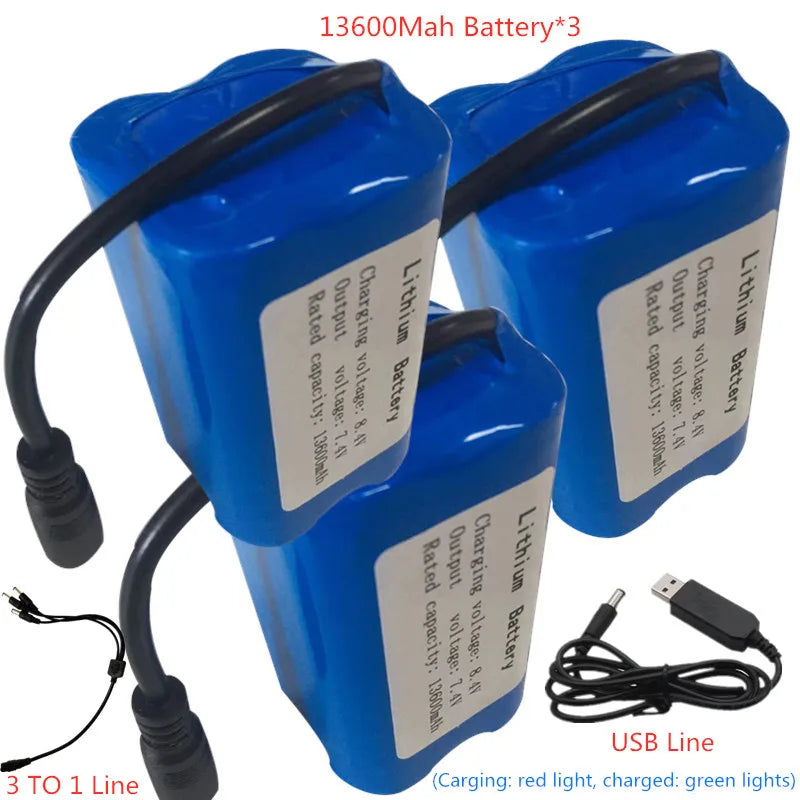 RC-Boot-Akku 2025: 7.4V 13600Mah 6800Mah Battery For V020 V900 2011-5 V007 C18 H18 V18 D18B FX88 - Remote Control RC Fishing Bait Boat Battery Parts Collection