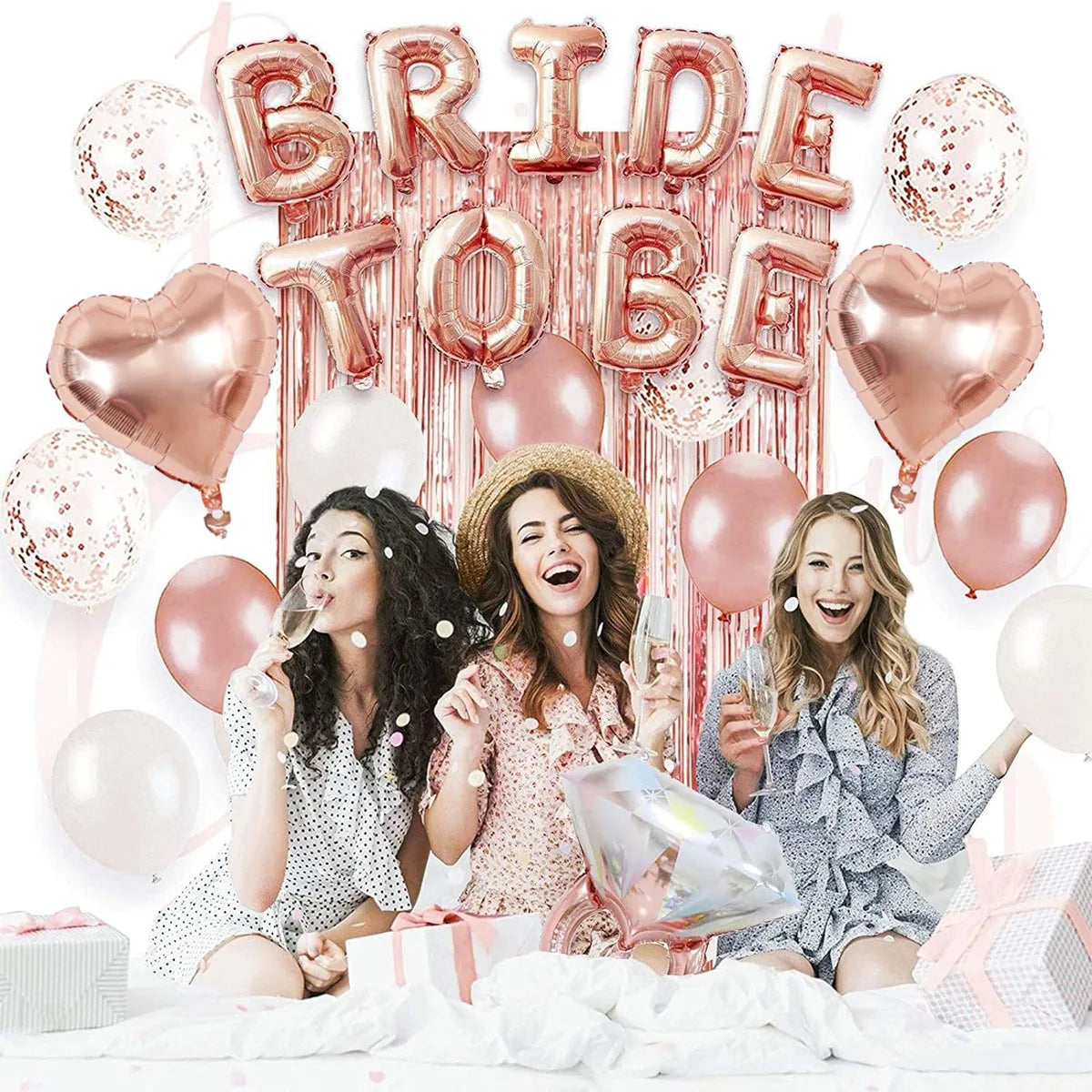 Choice Ballonset Roségold - 41 Teile Ring Herz Dekor