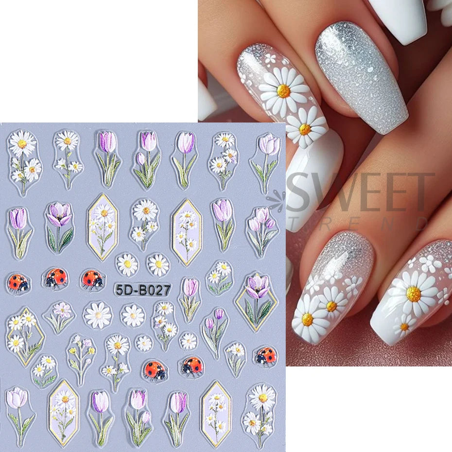 SWEET TREND 5D Relief Nagelsticker - Texturiert 24 Stück