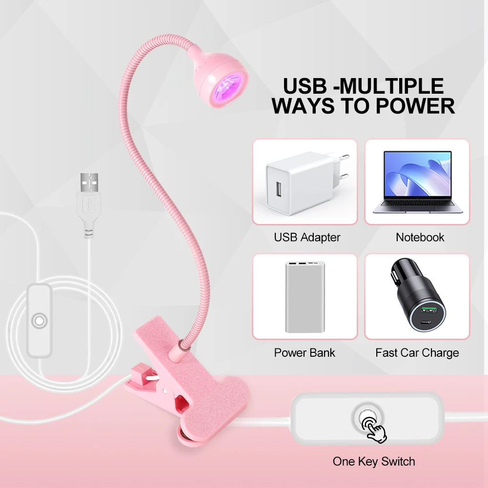 Lampă de unghii 2025: Limegirl Nail Lampă LED UV cu uscare a ojei cu gel - Mini uscător de unghii portabil USB cu clipsare flexibilă pentru birou Colecție salon de manichiură