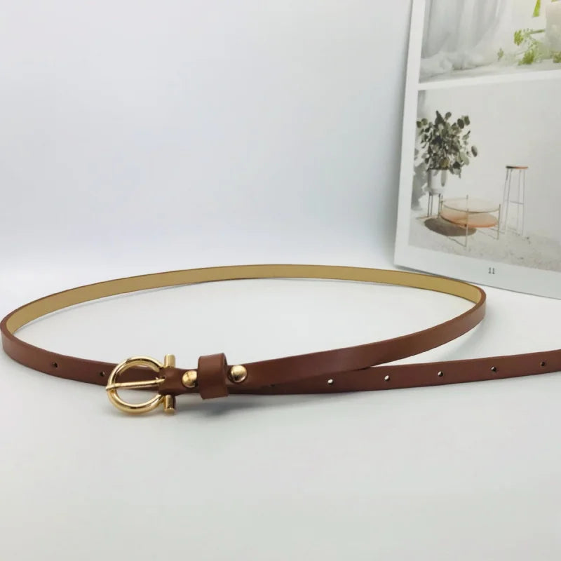 Trendy New Simple Women's Belt Versatile Retro Thin Waist Belt Korean Style for Suit Dress Multiple Colors Available