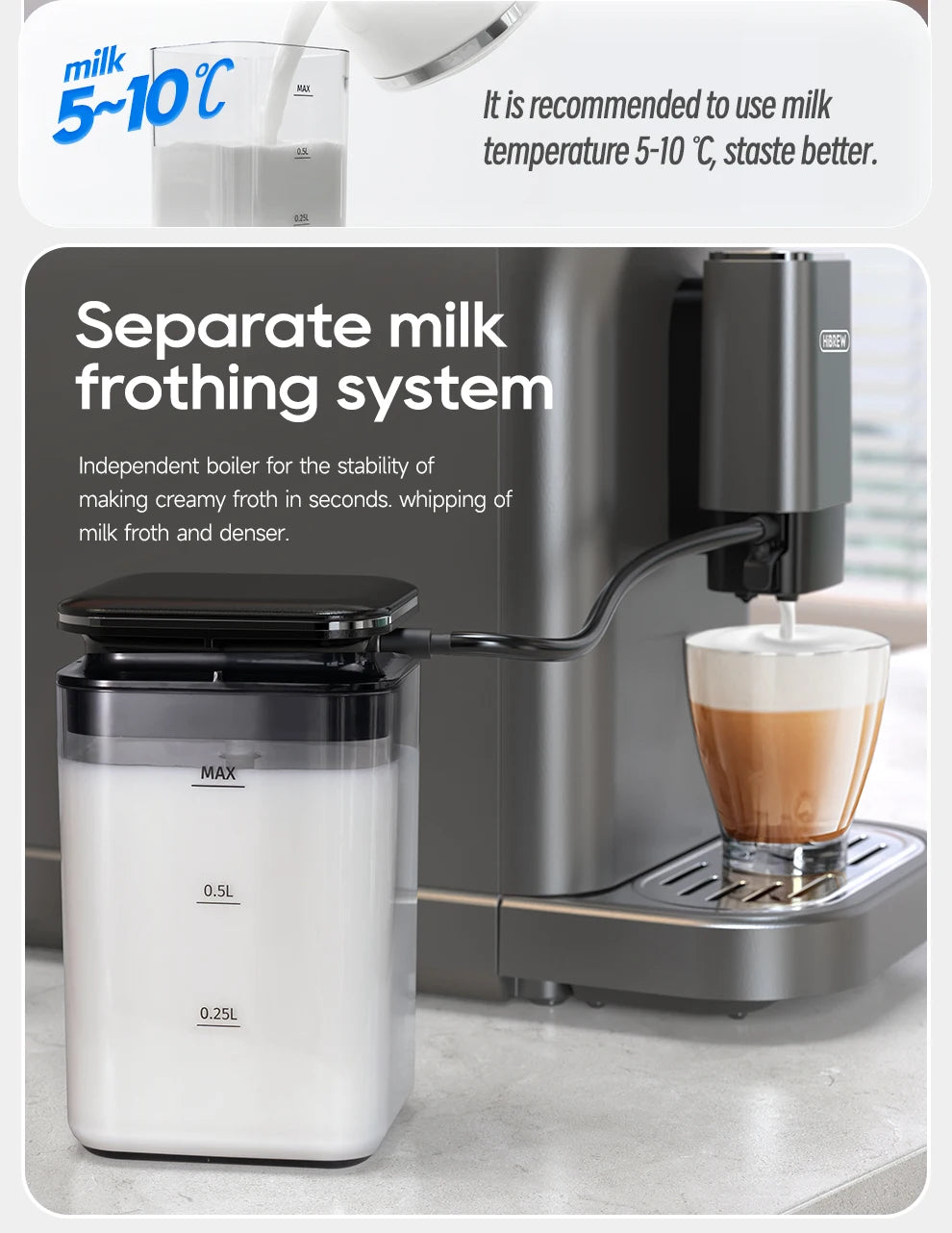 HiBREW Vollautomat 2025: H16 Touch-Display Cappuccino - Premium Barista Collection