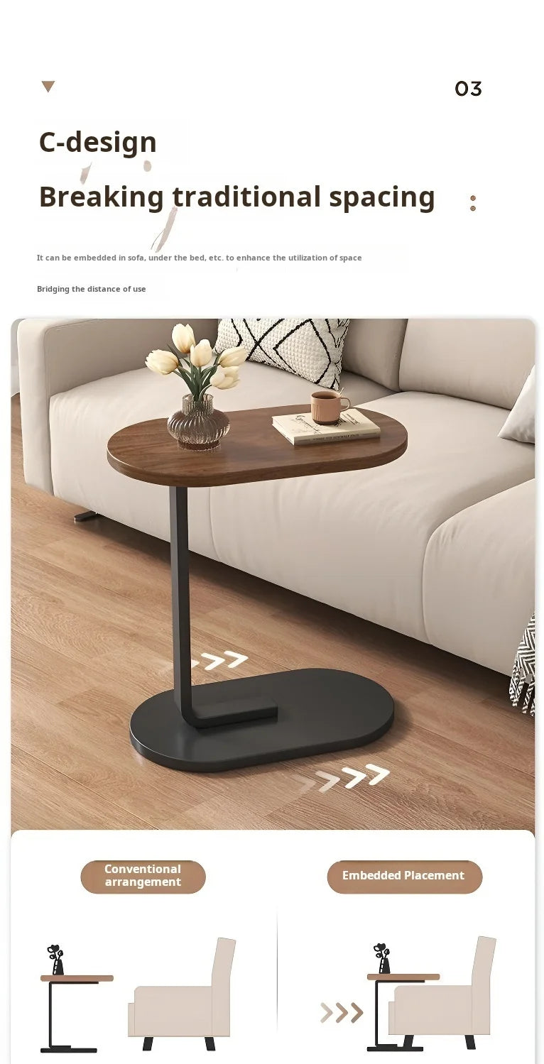 Home Small Apartment Mini Side Table Movable Coffee Table Livingroom Sofa Corner Storage Rack Minimalist Lightluxury Furniture