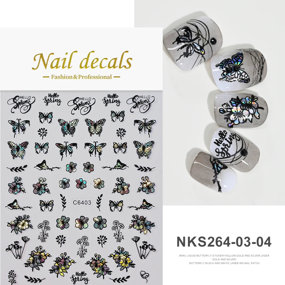 MAFANAILS NLS 3D Holografisch Schmetterling - 1St Schwarz