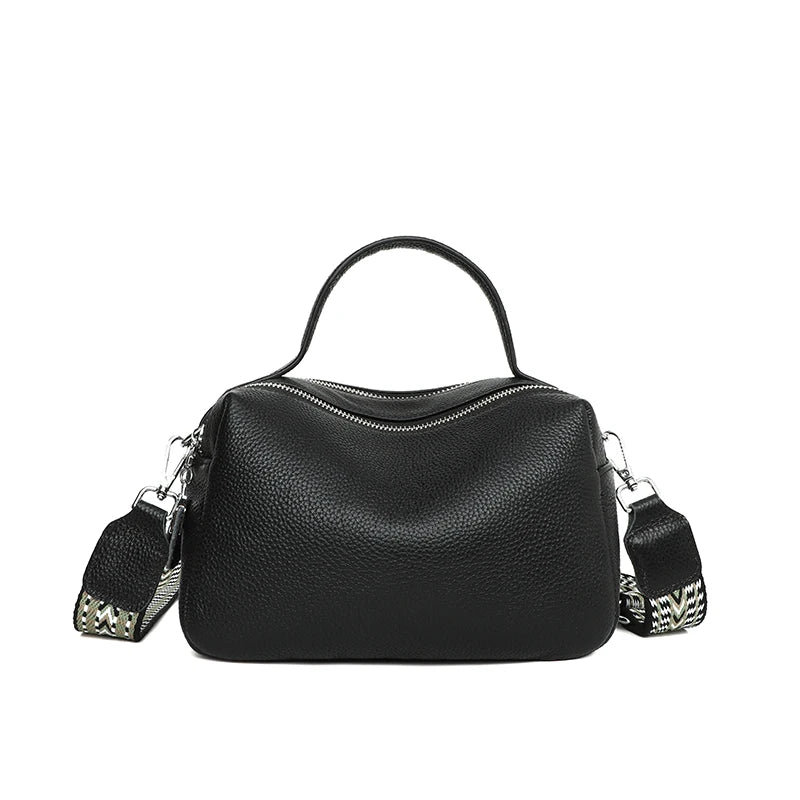 HebeiChoice Vintage Boston Echtes Leder - 2L 25x18 cm