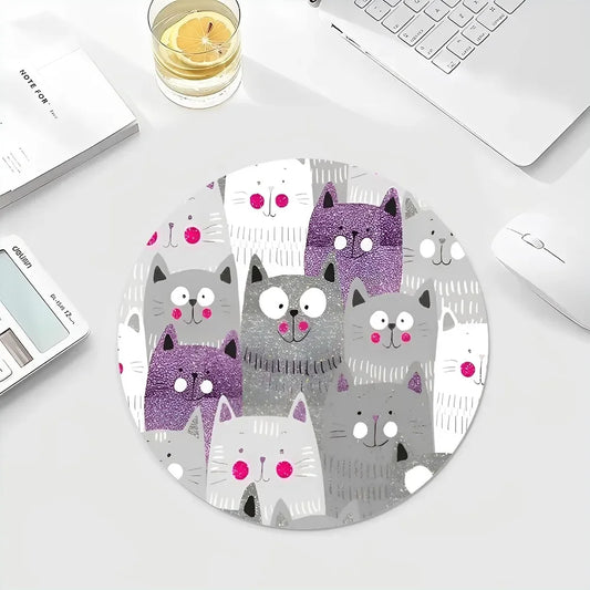 Gaming-Mauspad 2025: Cartoon Cute Cats Anti-Slip - Round Anime Gaming Mouse Pad Teen Girls Collection