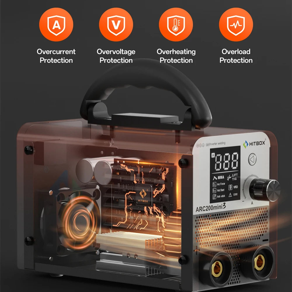 HITBOX Ultra-Mini Stick Welder MMA ARC/Lift Tig Welding Machine Hot Start Arc Force LED Digital IGBT Protable Home Welder Tool