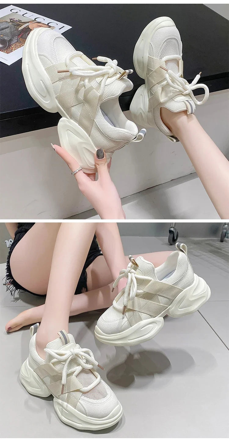 GXMGST Damen Sneaker Atmungsaktiv - PU Material, Flach