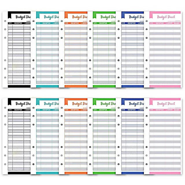 PU Leder Notizbuch A6 2025 - DIY Planner Organizer 8 Taschen Budget Sheets Schule