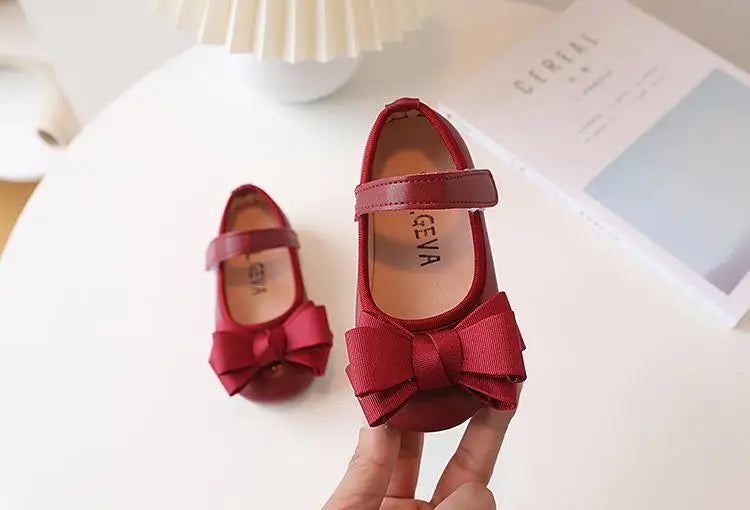Mädchen Leder Schuhe 2025 - Süße Prinzessin Schleife Einzelschuhe - Frühling Herbst Casual Flats Weiche Sohle