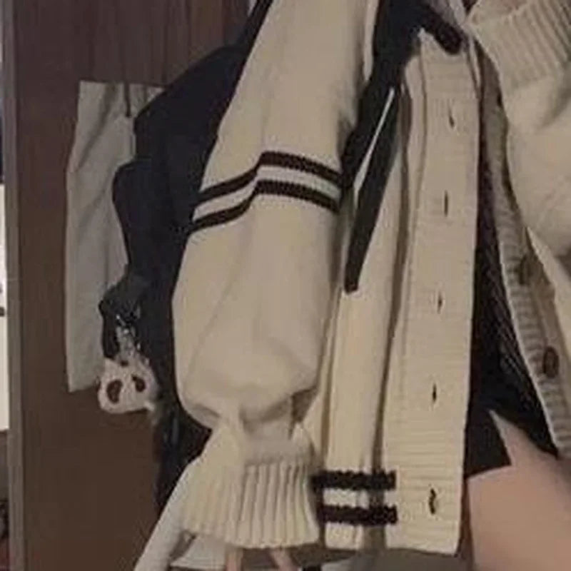 Altayskiy Cardigan Beig Patchwork Korea Stil Lovely Cozy - Regular Länge Gewicht 120–220 g/m² Knopfverschluss