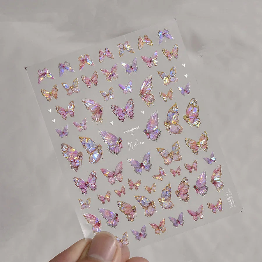 Shell Light Butterfly Nail Stickers High Quality Design Adhesive Stickers Nail Art Decoration Nail Supplies Decals Manicure Tool