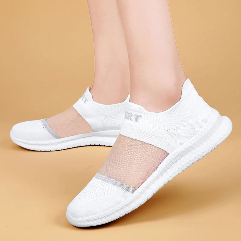 New Outdoor Summer Sneakers Female Walking Jogging Trainers Hollow White Sport Shoes Woman Air Cushion Running Shoes for Women