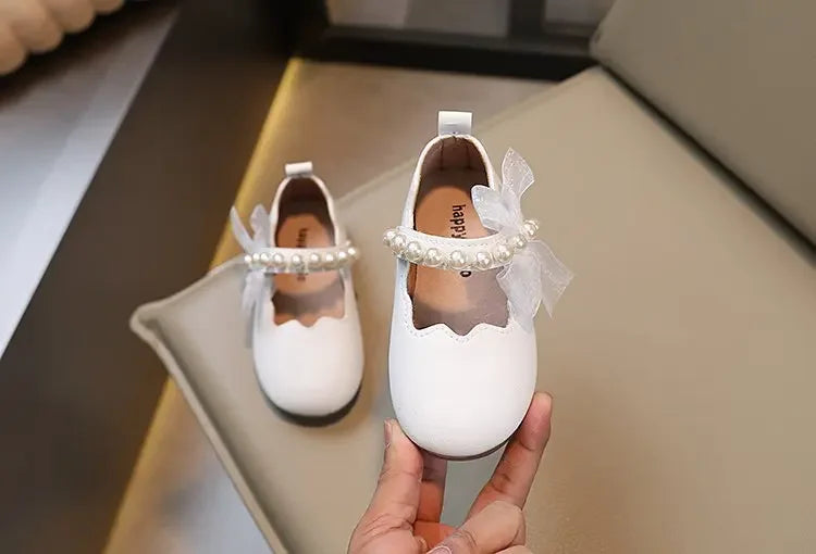 Mädchen Performance Schuhe 2025 - Frühling Herbst Baby Weiche Sohle Flats - Kinder Prinzessin Perlen Mary Janes mit Spitze Süß 7-13J