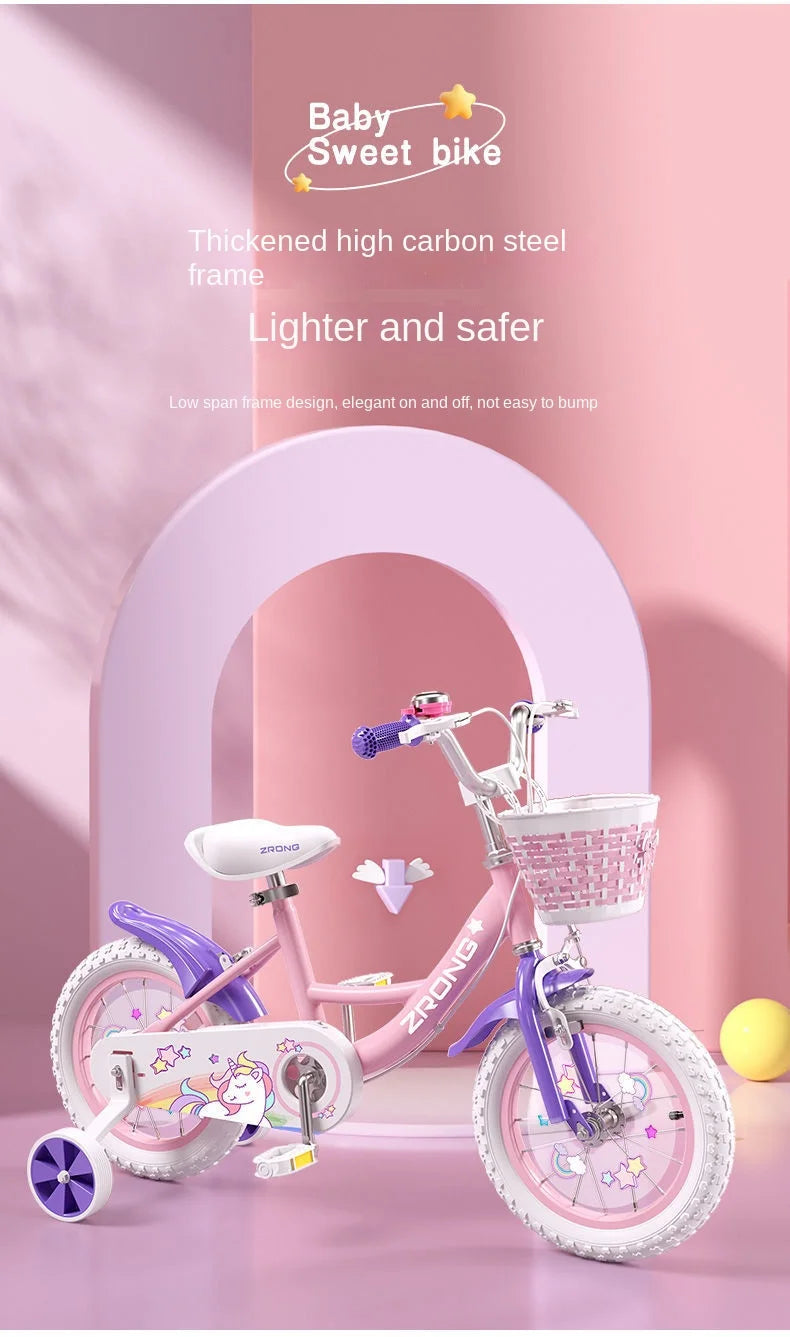 Children's Bicycle Folding Bike Girl 3-6 Years Old 7-10 Baby Foot Pedal Girl Bicycle Road Bik High-carbon Steel Materiale