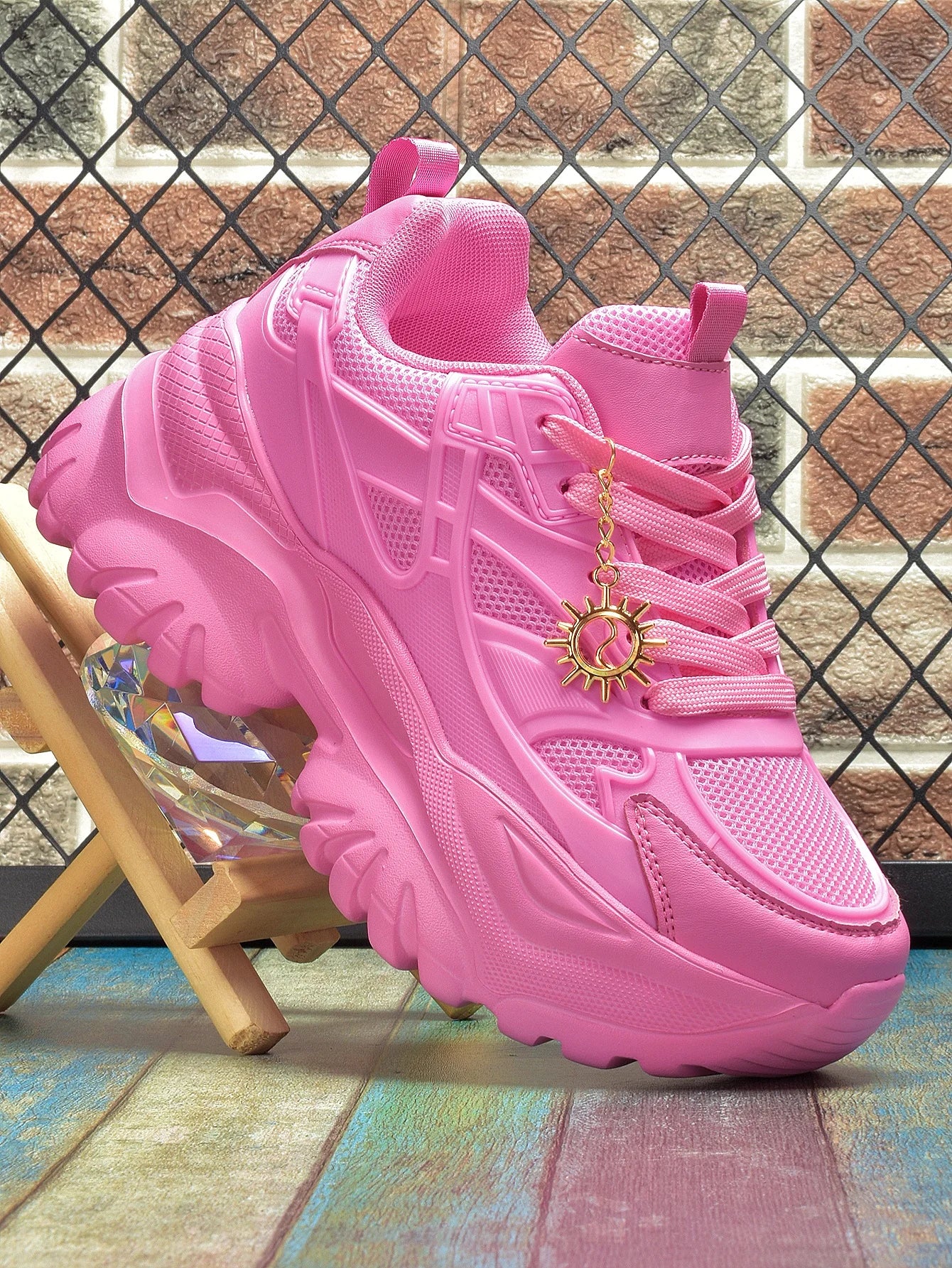Women's fashion casual shoes Lightweight wear resistant non-slip platform sneakers high water platform pink heels for women