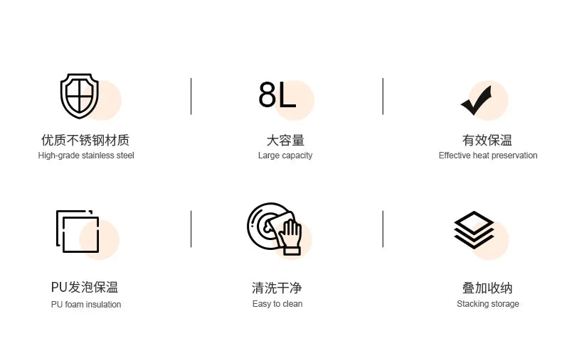 Large Capacity Commercial Portable Insulated Pot with Rice and Household Three Piece Set Insulated Bucket