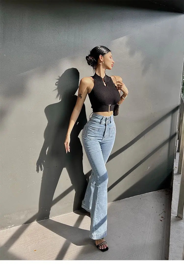 HELIAR Women elegant Tank Tops Chic Y2K Tops Halter Off Shoulder Tops Crop Tops Elastic Solid Tank Tops For Women Summer