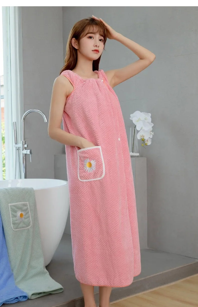 Large Bath towels For Body coral velvet Bath Towels Fashion Lady Wearable Fast Drying Beach Spa Bathrobes Bath Skirt