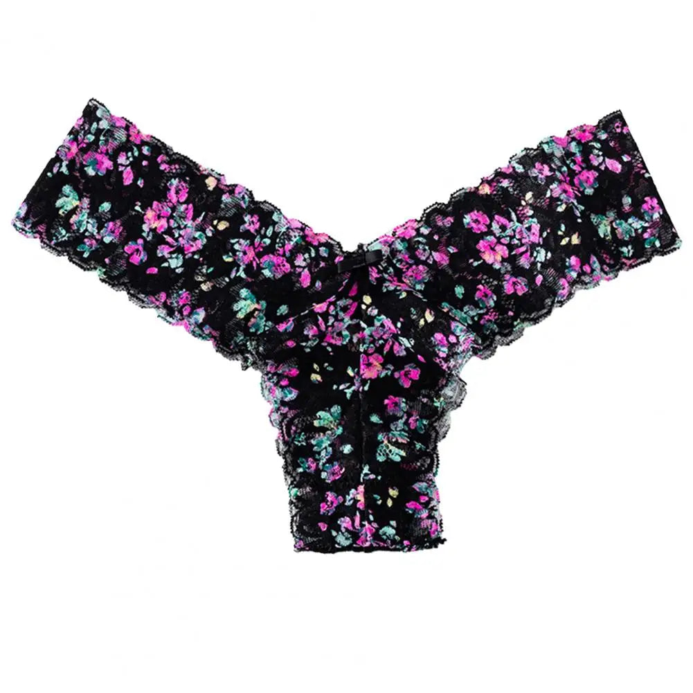 Floral Lace Women Panties Seamless Bow Decor Low Waist Elegant Lace Panties Women Panties Breathable Girls Underwear Lingerie