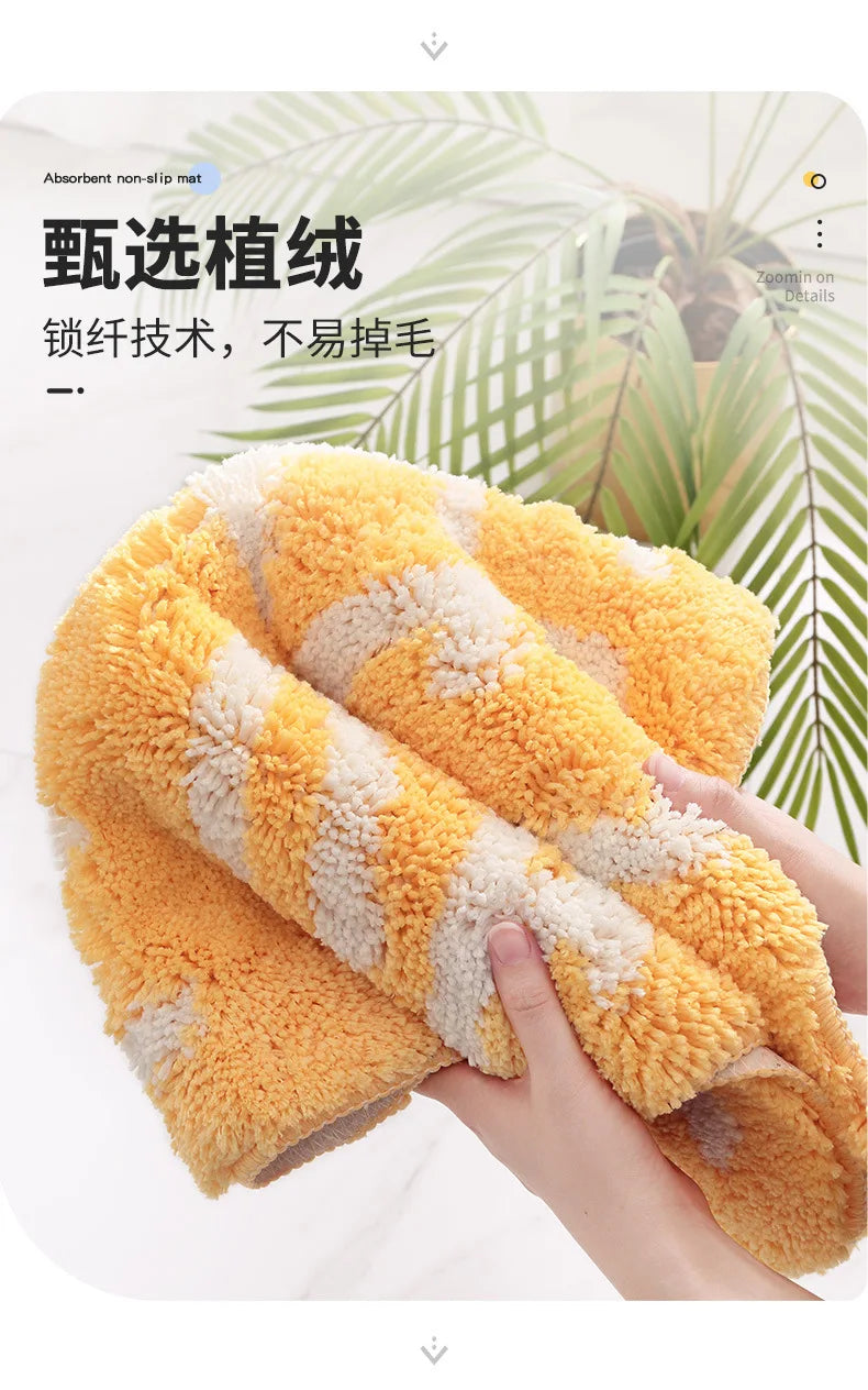 Creativity Doormat Cartoon Fruit Carpet Flocking Non-slip Bath Mat Lemon Peach Home Land Pad Bedroom Toilet Doorway Floor Mat