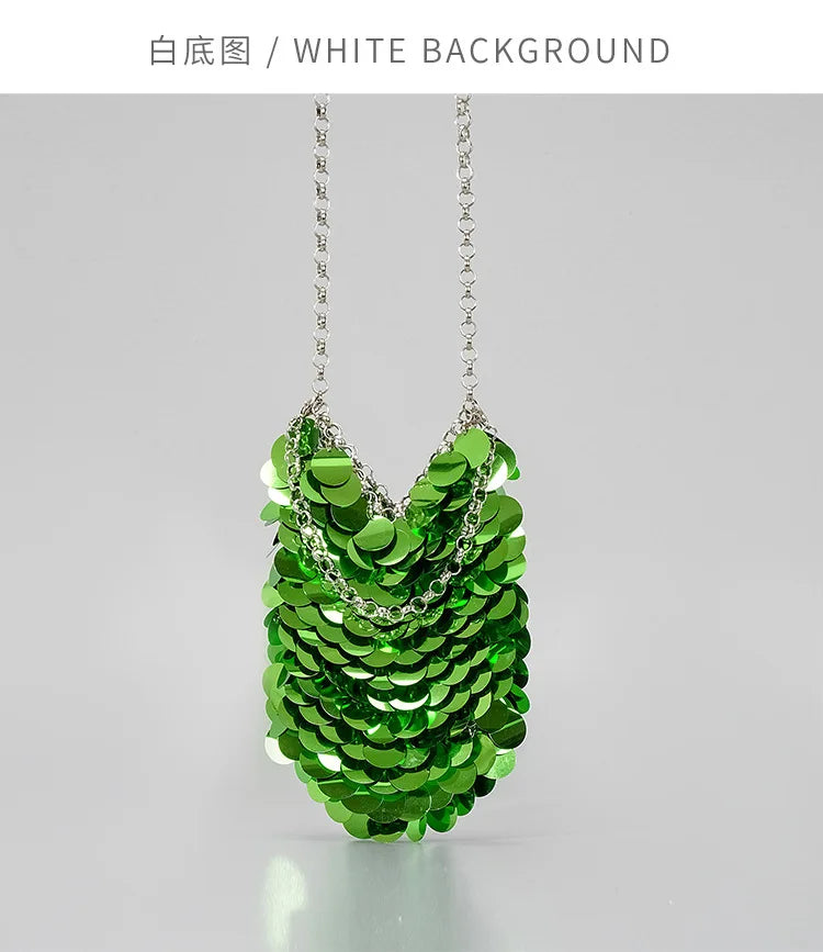 Fashion Sequins Crossbody Bag for Women Designer Metallic Women Handbags Shinny Party Shoulder Bags Luxury Evening Clucth Purses