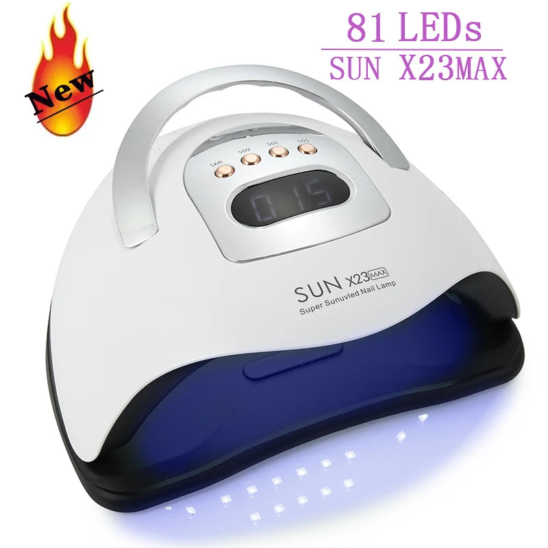 SUN X23MAX 81LEDs UV LED Nail Lamp For Drying Gel Nail Polish Professional Nail Dryer Light With 10/30/60/99s Timer Auto Sensor