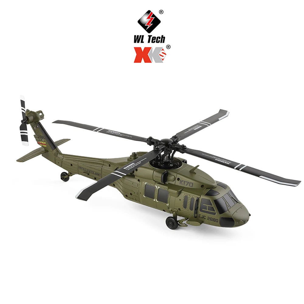 Wltoys K170 RC elicopter UH-60L 4 canale telecomandă elicoptere fără perii cu giroscop și lumină LED durabilă avion jucărie