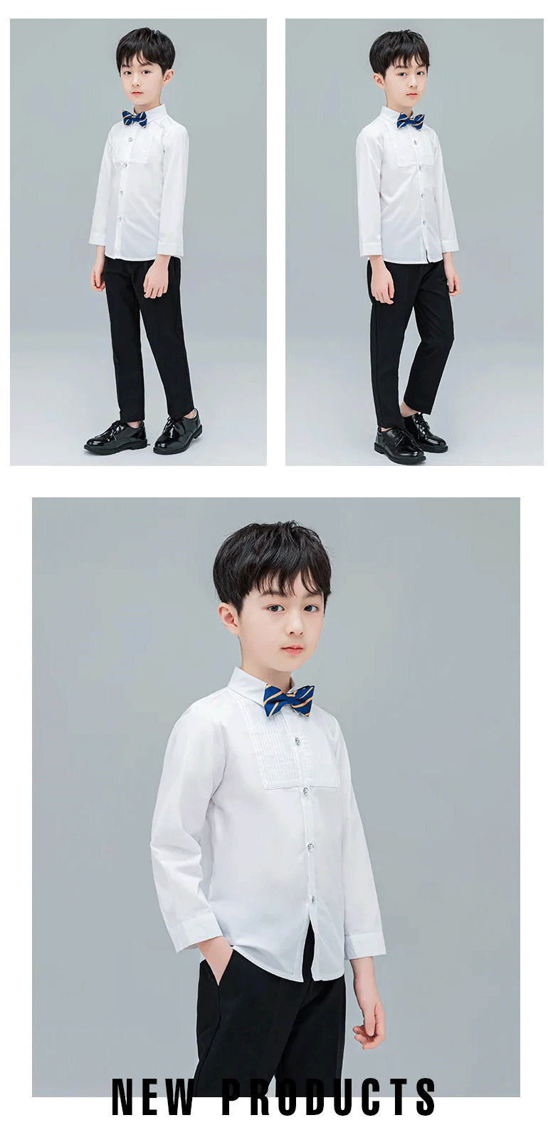 Tricou Uniformă Școlară Băieți 2025 - Tricou Școlar Alb cu Mânecă Lungă și Guler Lung pentru Copii