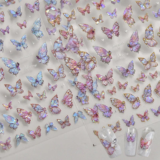 Shell Light Butterfly Nail Stickers High Quality Design Adhesive Stickers Nail Art Decoration Nail Supplies Decals Manicure Tool
