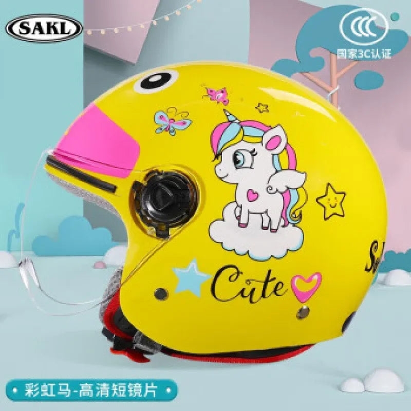 Children Cartoon Cute 4 season Motorcycle helmets Open face electric car bike child helmet for kids boy girl unicorn casco moto