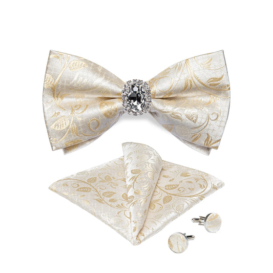 Designer Men's Silk Bowties Pocket Square Cufflink Set for Man Wedding Pre-tied Bow Ties Fashion Butterfly Knot Business Bowties