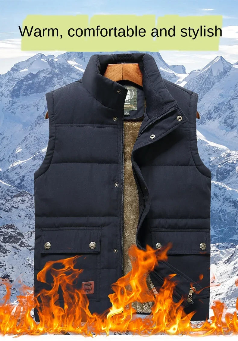 MAINKU Puffer-Weste Leicht Mit Fleecefutter Reißverschluss Größe 8XL - Warme Herren Weste Outdoor