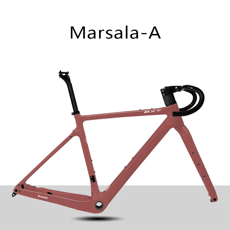 BXT Disc Brake Carbon Gravel Bike Frame 700C/27.5er Max Use 47C/2.1 Tire Carbon Gravel Bicycle Frame Thru Axle Carbon MTB Frame