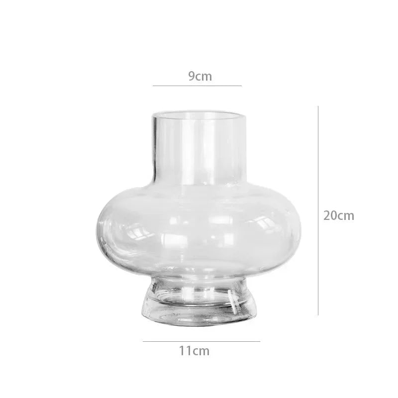 Green Pot Bellied Glass Vase Floral Arrangement Accessories Hydroponics Terrarium Flower Vase Home Decoration Accessories