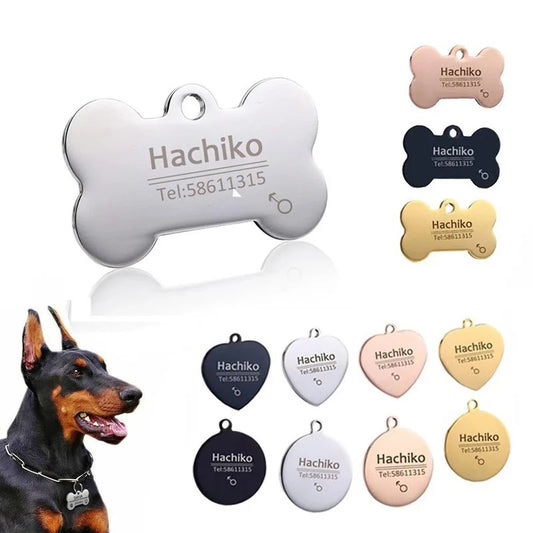 Personalisierte Gravierte Katze Hund Haustier ID Tag: COOYOMOO Anti-Verlust Halsband Anhänger - Gravur Name Welpen Katzen Edelstahl Silber Gold Roségold