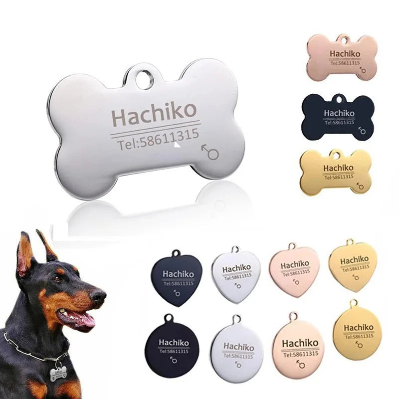 Personalisierte Gravierte Katze Hund Haustier ID Tag: COOYOMOO Anti-Verlust Halsband Anhänger - Gravur Name Welpen Katzen Edelstahl Silber Gold Roségold