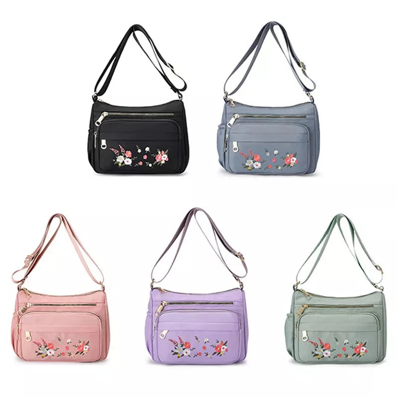 Umhängetasche 2025: Casual Crossbody Backpack Ladies - Oxford Cloth Fashion Embroidery Flower Travel Collection