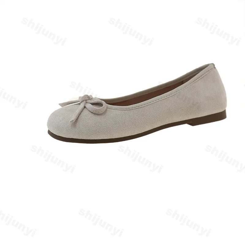 Frauen Ballett Flache Schuhe 2025 - Vier Jahreszeiten Komfortabel Anti Rutsch - Outdoor Casual Schuhe Fashion Schleifenknoten Retro Candy Farbe Damen Schuhe