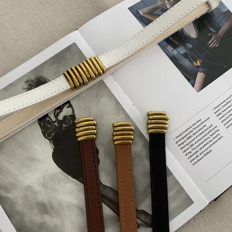 Luxury Elastic Belt Female Thin Waist Strap Pin Buckle Belt for Women Skirt Coat Sweater Leather Belts Ladies Band Decoration