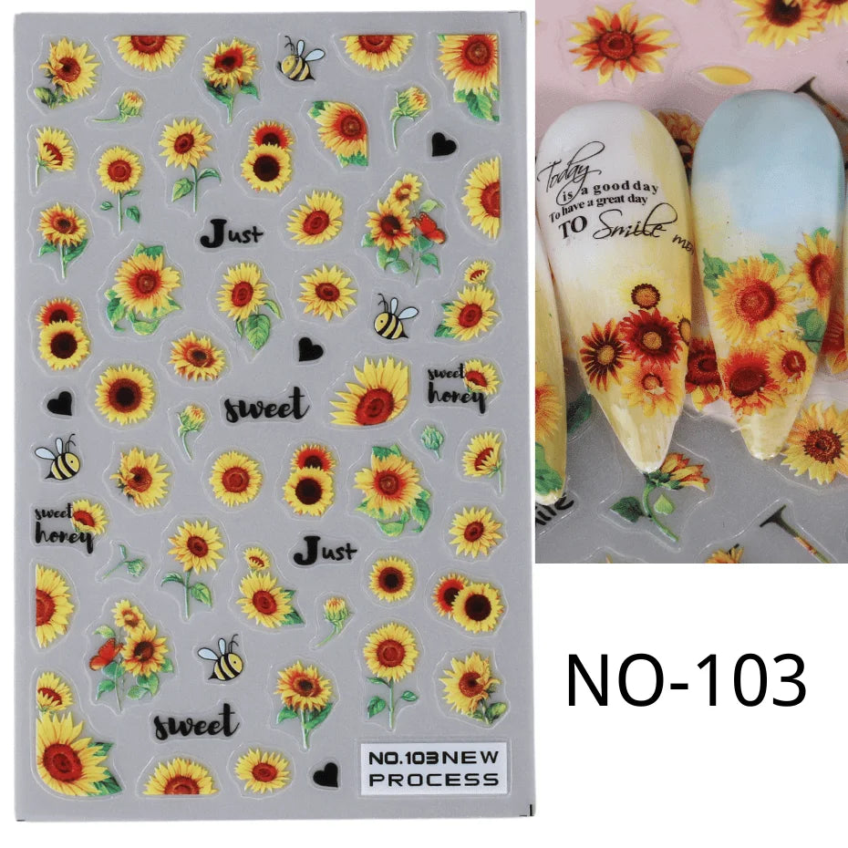 SWEET TREND JINO 3D Blumenaufkleber - 12 Stück Matte S
