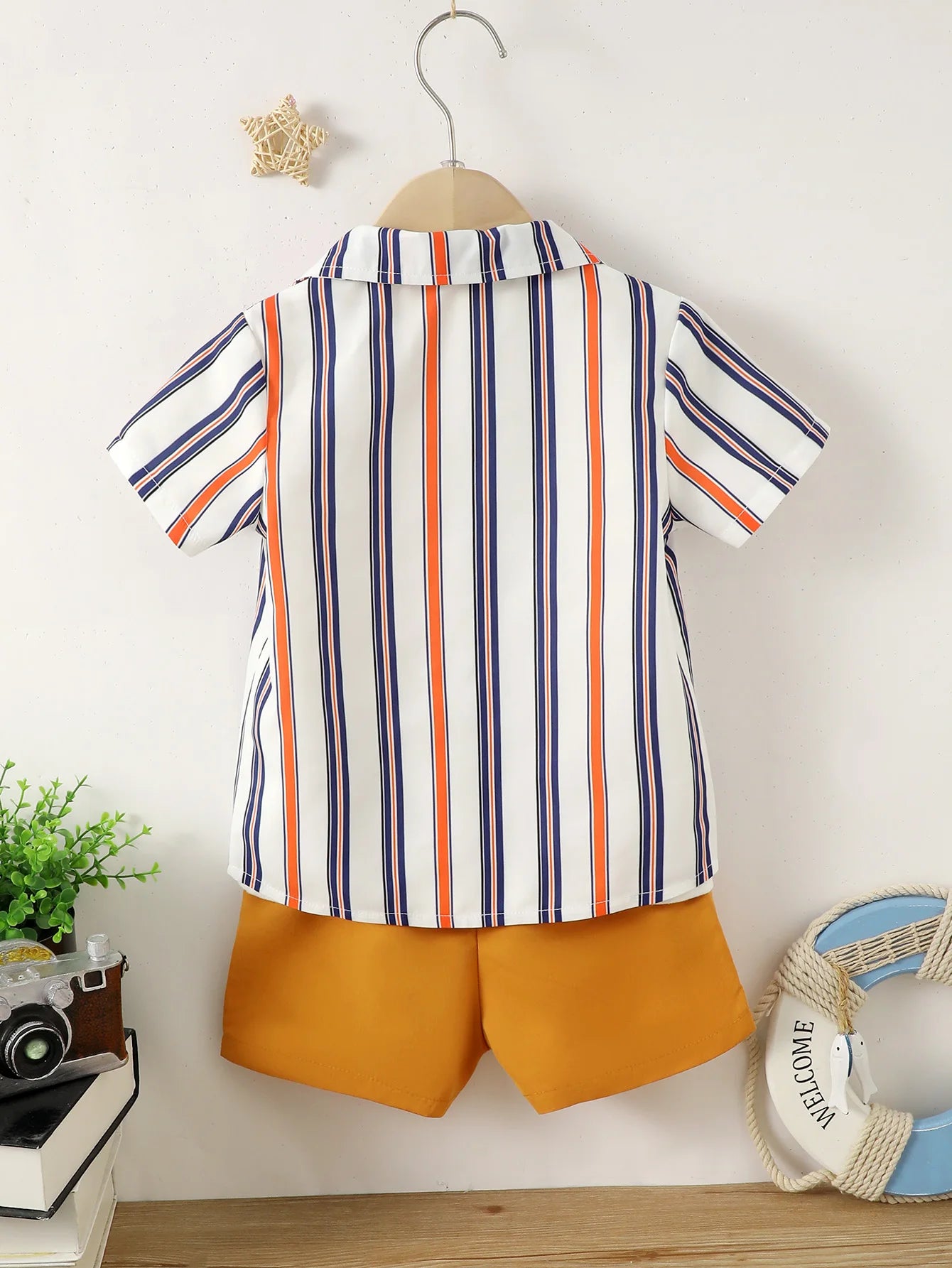 Set de pantaloni scurți cu mânecă scurtă și dungi pentru băieți, la modă, de vară, pentru băieți, set de pantaloni scurți casual la modă pentru bebeluși