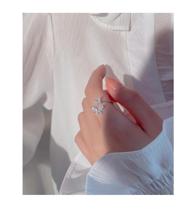 925 Silber Schmetterling Ring Offen - Zirkon 4 g Sterling