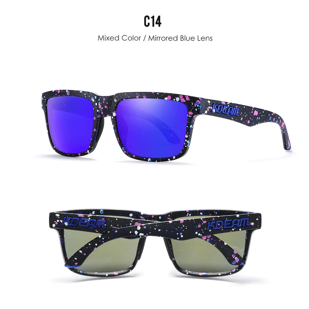 Ochelari de soare polarizați KDEAM pentru bărbați, ochelari de soare pătrați, casual, în aer liber, ochelari de soare unisex pentru femei, pentru cupluri, cu ambalaj nou