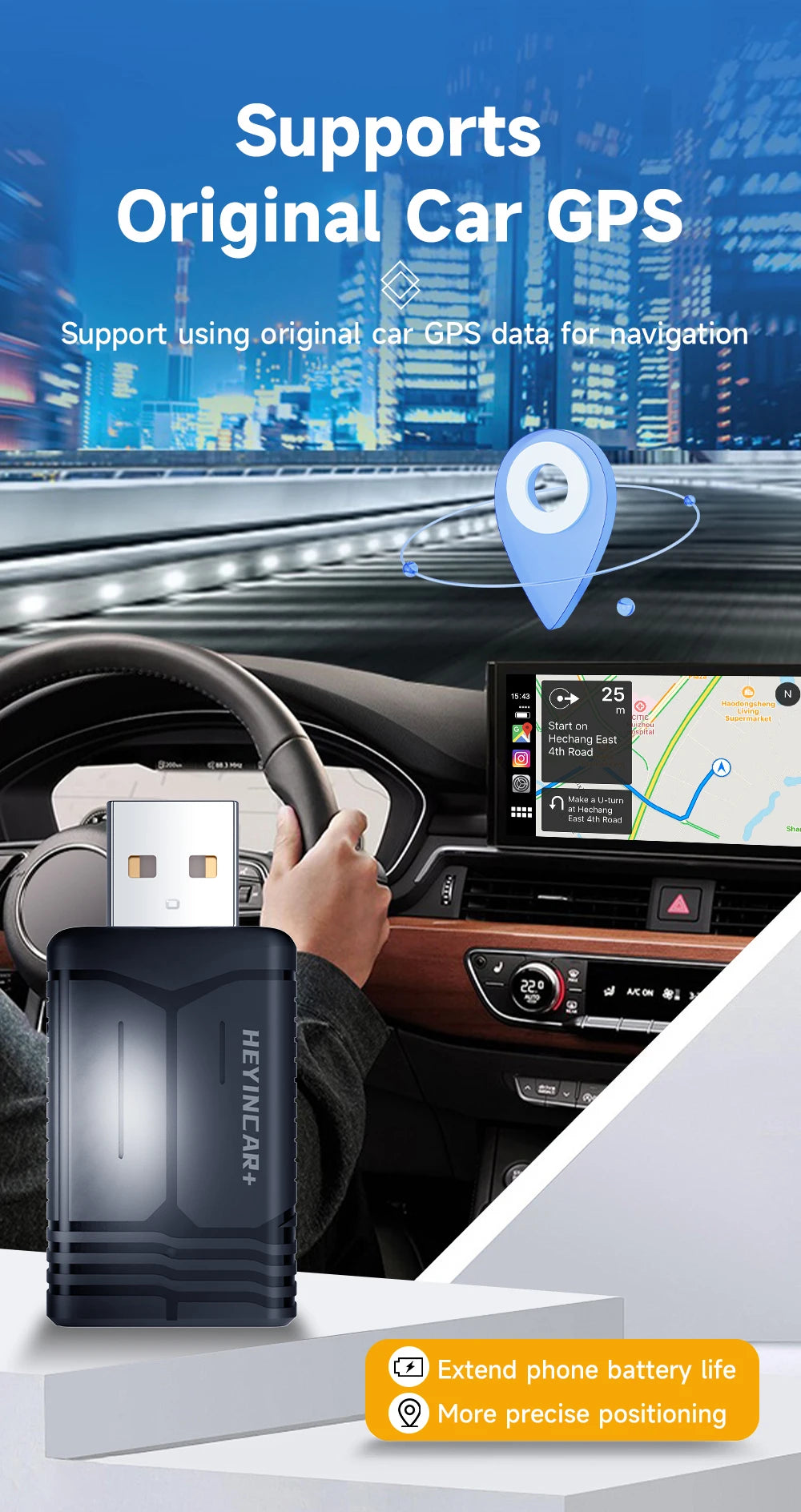 Căști wireless HEYINCAR H-Air 2 în 1 - BT5.0 cu bandă dublă 50x24x10mm